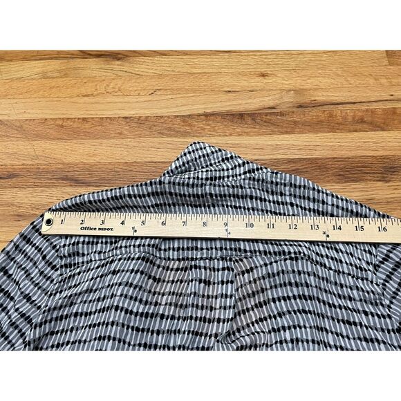 Anthropologie Cloth & Stone Women's M Black Striped Button Up Rayon Shirt Boho - Picture 7 of 9